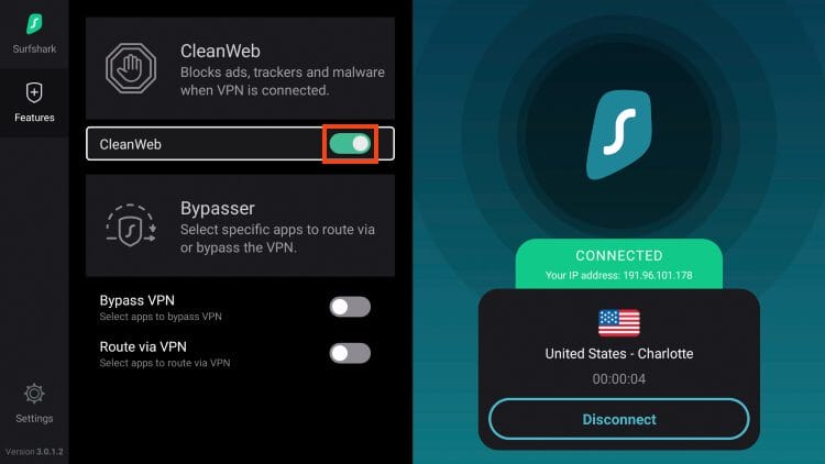 Surfshark VPN Εφαρμογή με CleanWeb