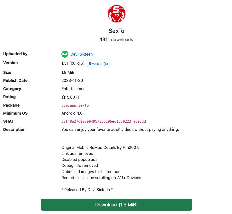 SexTo APK στο Appteka