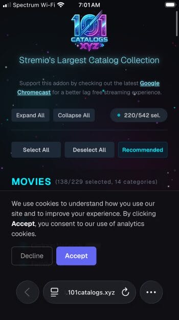 επισκεφθείτε τον επίσημο ιστότοπο 101catalogs stremio addon