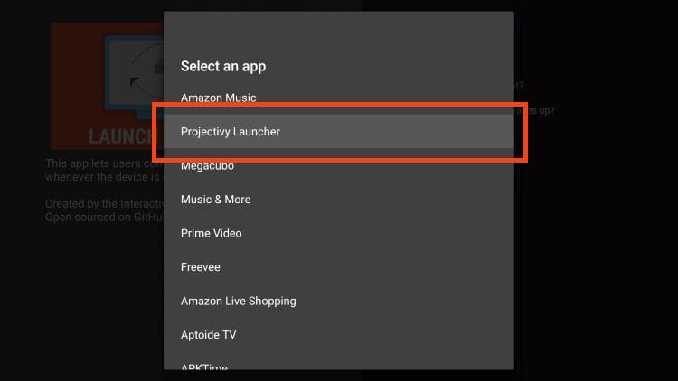 Επιλέξτε το Projectivy Launcher