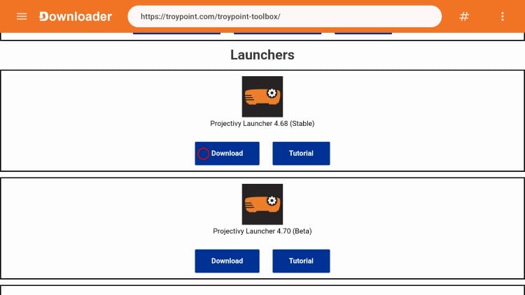 Επιλέξτε Projectivy Launcher Stable ή Beta