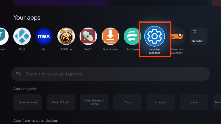 Ανοίξτε τον Launcher Manager