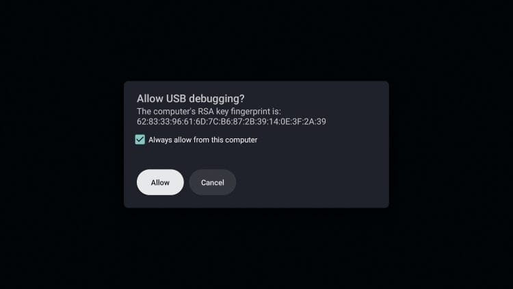 Κάντε κλικ για άδεια αποσφαλμάτωσης USB