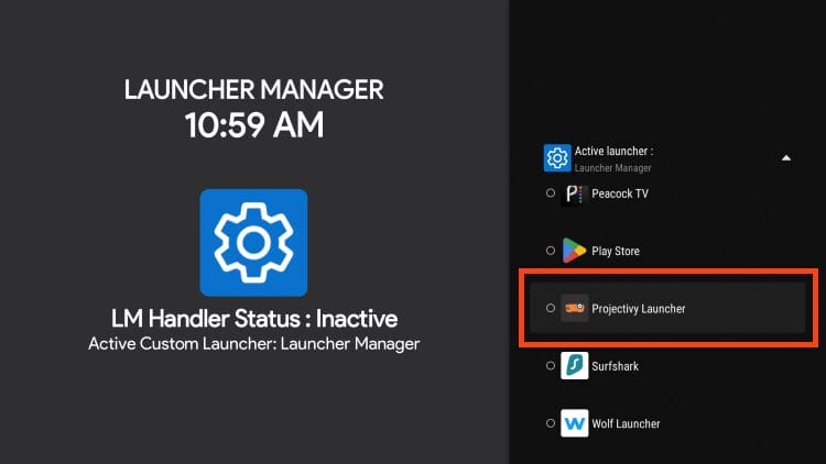 Επιλέξτε το Projectivy Launcher