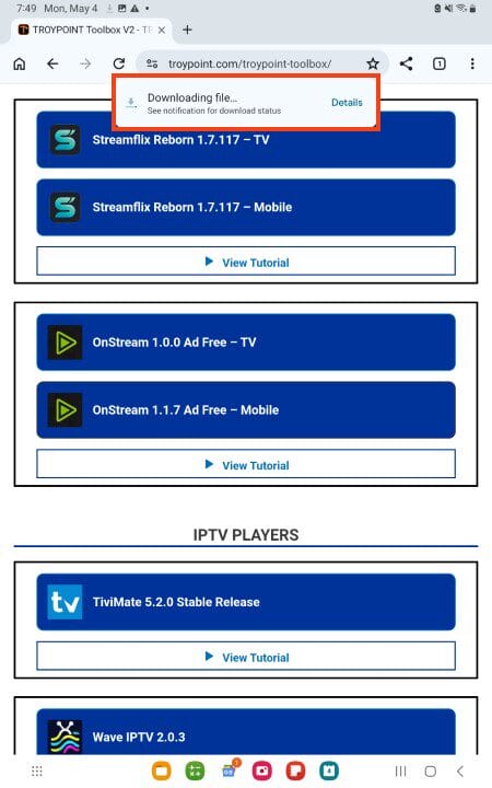 περιμένετε να ληφθεί το onstream mobile