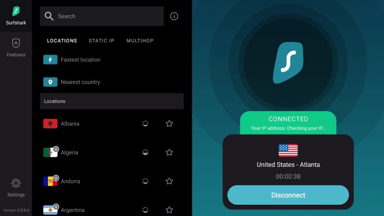 Εφαρμογή VPN Surfshark για τηλεοράσεις