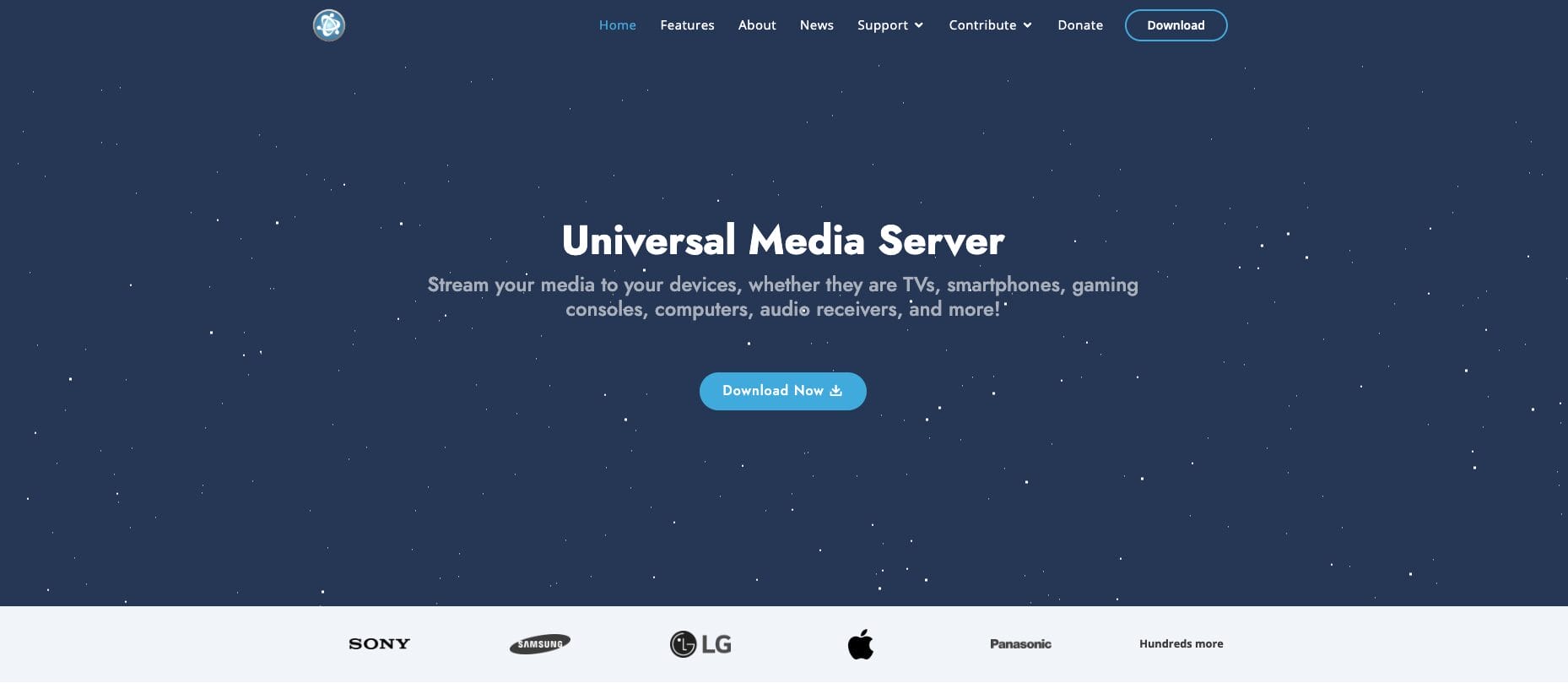 Η ιστοσελίδα του Universal Media Server