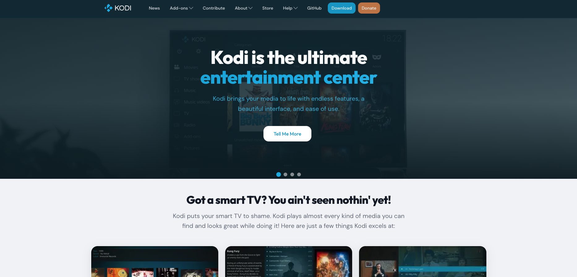 Η ιστοσελίδα του Kodi