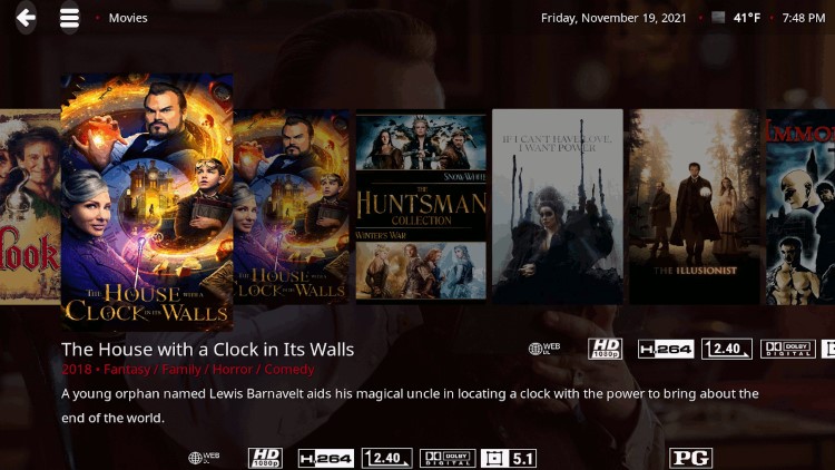 Καθαρό Kodi skin Mimic LR