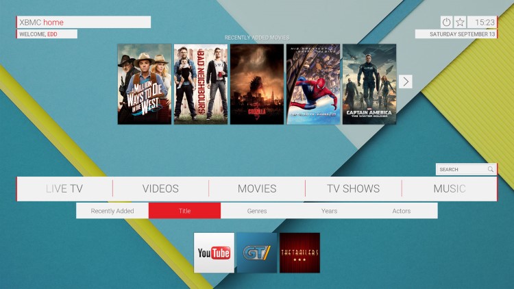Kodi skin Unity με θέμα Material Design
