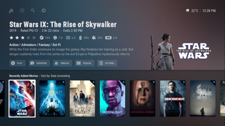 Προσαρμοσμένη διάταξη του Kodi skin Arctic Horizon 2
