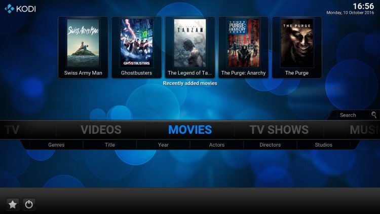 Κλασική πλοήγηση του Kodi skin Confluence