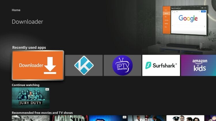 Άνοιγμα της εφαρμογής Downloader στη συσκευή Fire TV