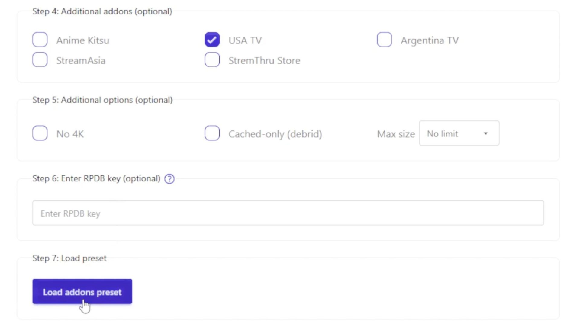 επιλογή πρόσθετων και φόρτωση preset στο Bootstrapper