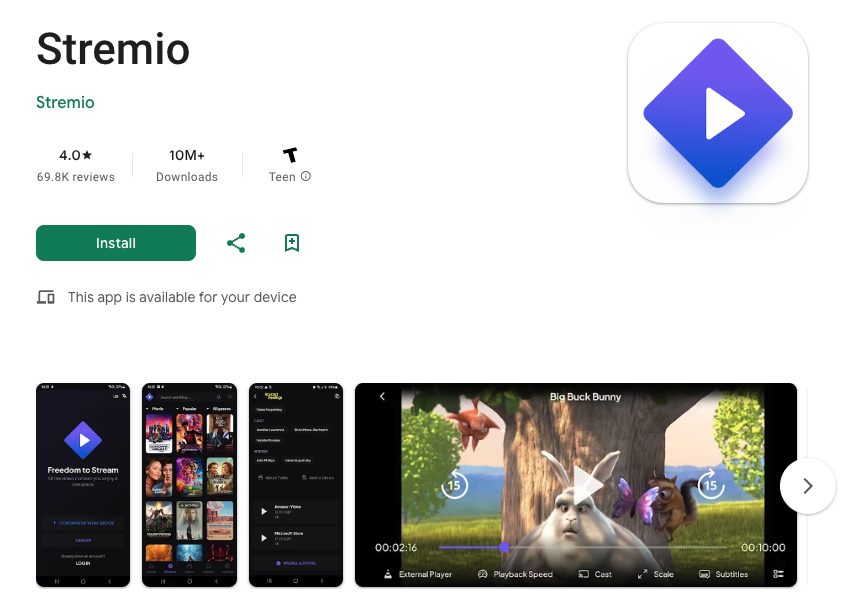 το Stremio στο Google Play