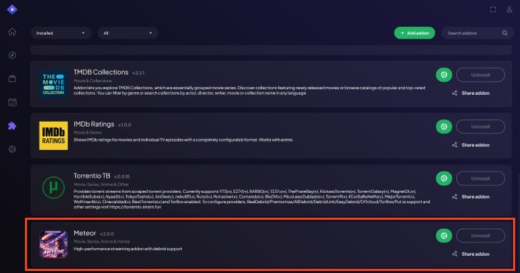Το πρόσθετο του Stremio εγκαταστάθηκε με επιτυχία
