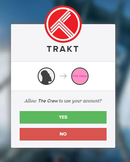 κλικ στο Yes για τη σύνδεση του Trakt με το The Crew