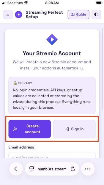 Σύνδεση στον λογαριασμό streaming
