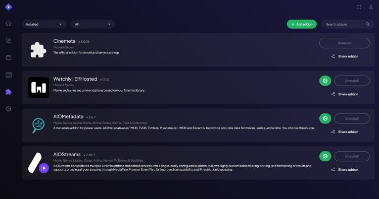 Τα addons συγχρονίστηκαν με επιτυχία στην αρχική οθόνη του Stremio
