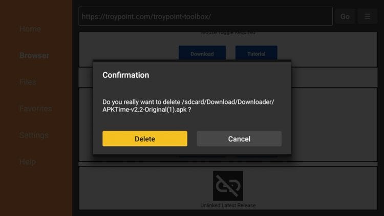Κάντε ξανά κλικ στο Delete.