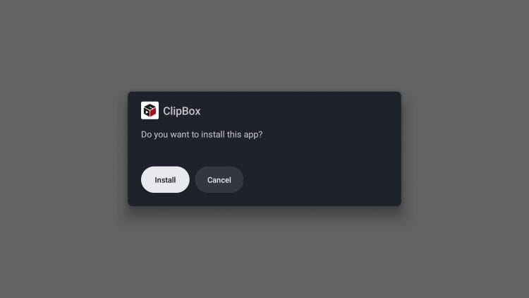 Πάτημα Εγκατάσταση στο μήνυμα του Android