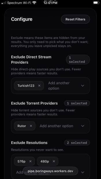 Εξαίρεση torrent providers και αναλύσεων στο πρόσθετο Pipe