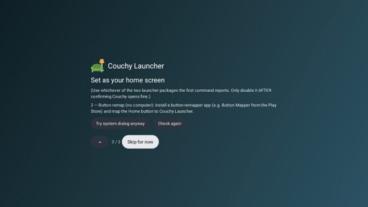 ορισμός του Couchy ως προεπιλεγμένης αρχικής οθόνης