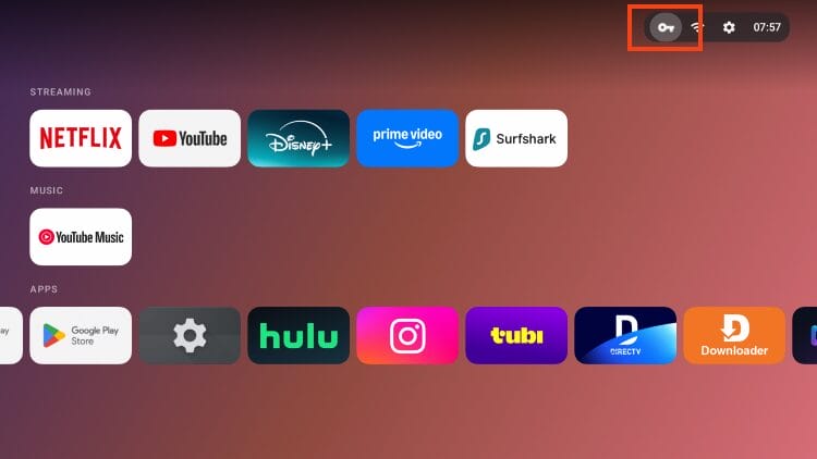 ενεργό κουμπί VPN στην αρχική οθόνη