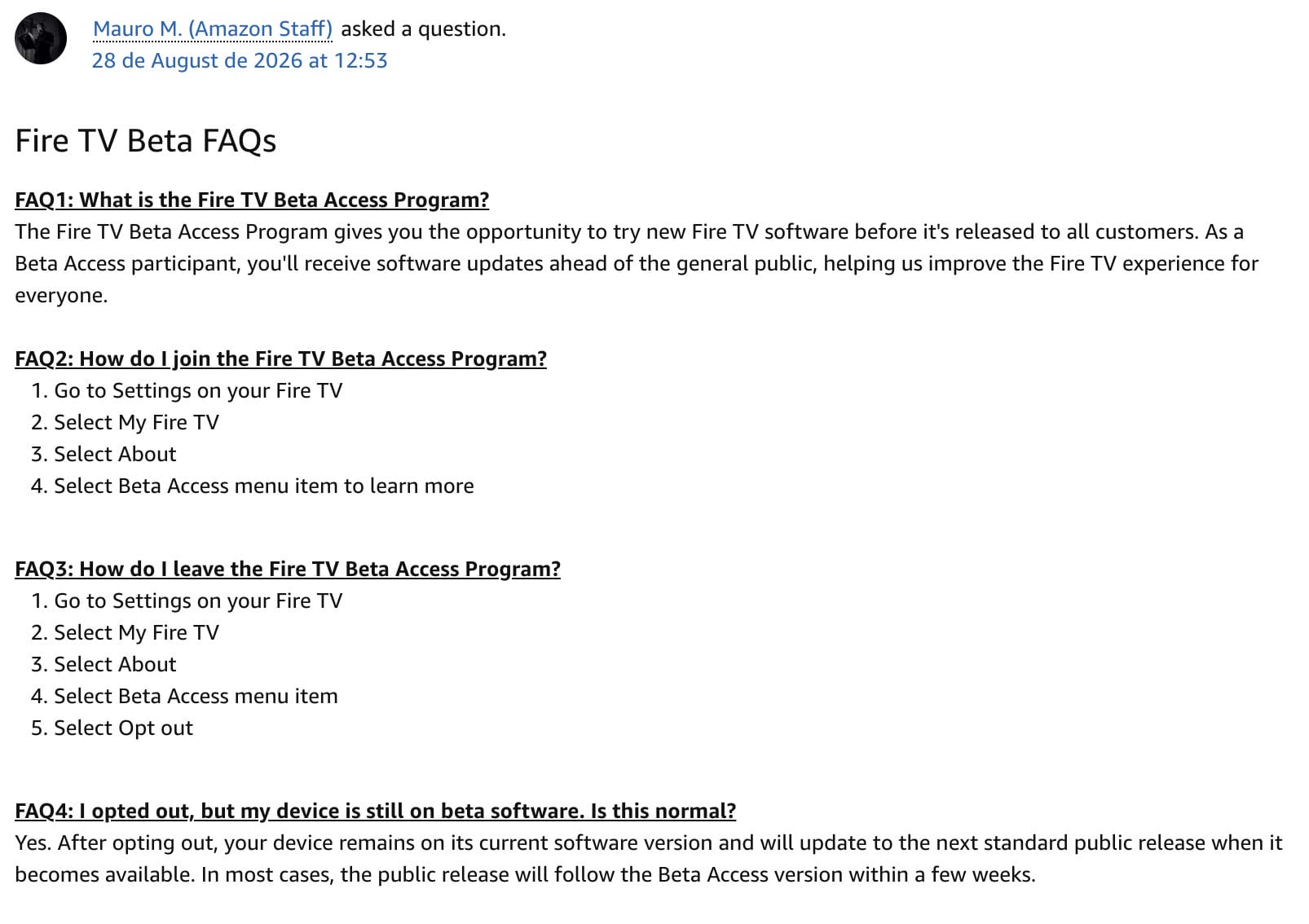 Συχνές ερωτήσεις για το πρόγραμμα beta του Fire TV της Amazon