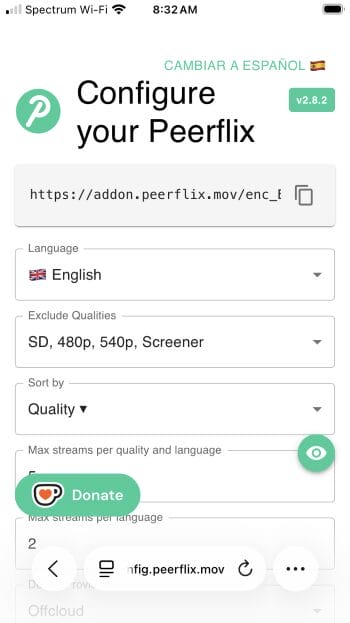 Αντιγραφή του Manifest URL του Peerflix