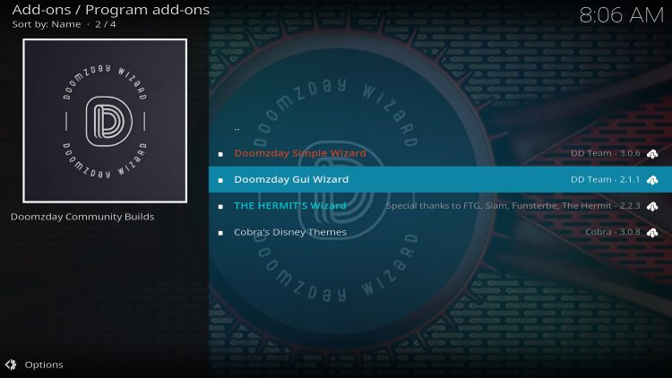 Επιλογή του wizard για εγκατάσταση Kodi build