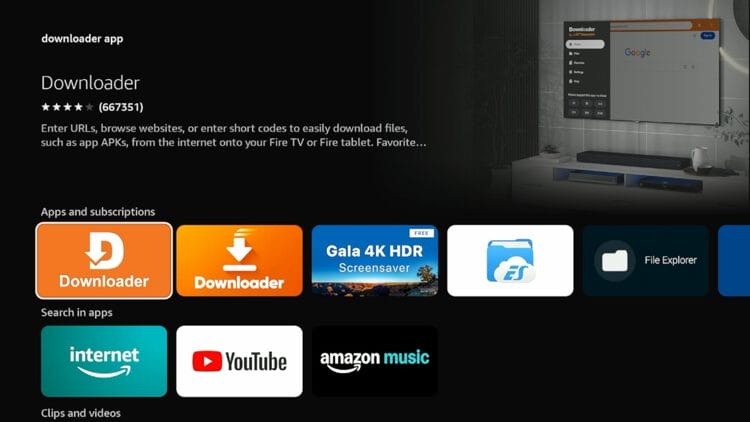 Επιλογή του Downloader στις Εφαρμογές και συνδρομές