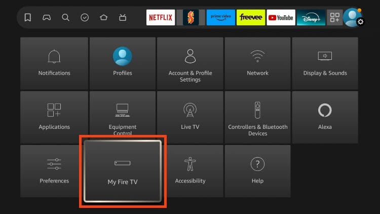Επιλογή του My Fire TV στις ρυθμίσεις της συσκευής