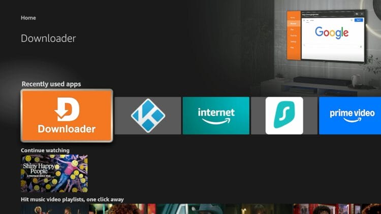 Άνοιγμα της εφαρμογής Downloader στο Fire TV Stick