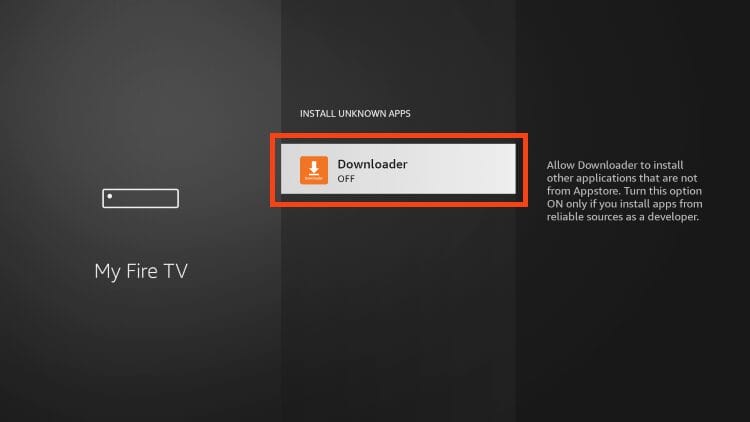 Πάτημα του Downloader στη λίστα άγνωστων πηγών