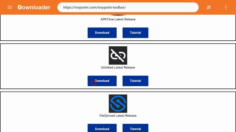 Το Unlinked κάτω από την ενότητα App Stores του Toolbox