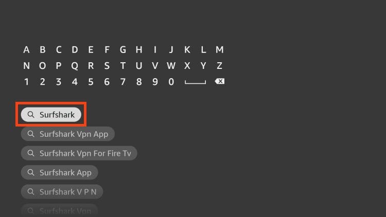 Αναζήτηση του Surfshark στο Fire TV Stick