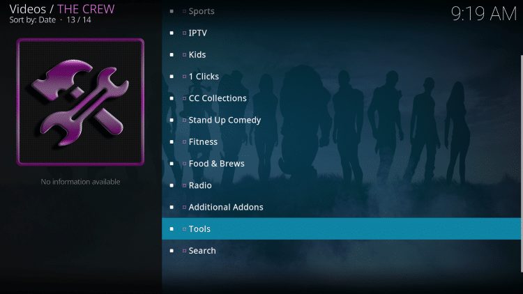 Επιλογή Tools στο μενού του The Crew