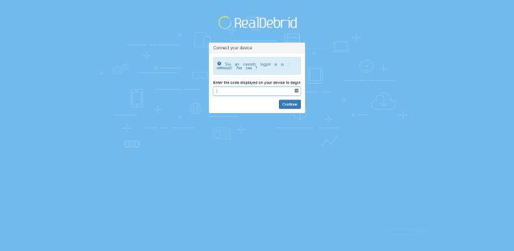 Άνοιγμα της σελίδας real-debrid.com/device σε browser