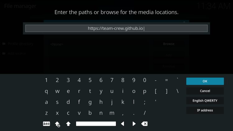 Εισαγωγή της διεύθυνσης team-crew.github.io και επιλογή OK