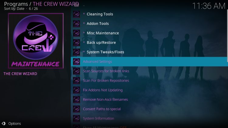 Επιλογή Advanced Settings στο The Crew Wizard