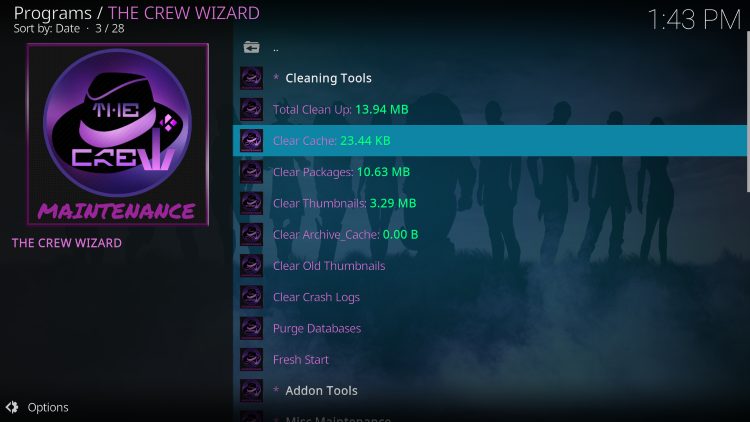 Επιλογή Clear Cache για να σταματήσει το buffering στο Kodi