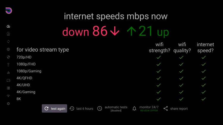 Έλεγχος ταχύτητας του IPVanish μέσω Wi-Fi στο Firestick