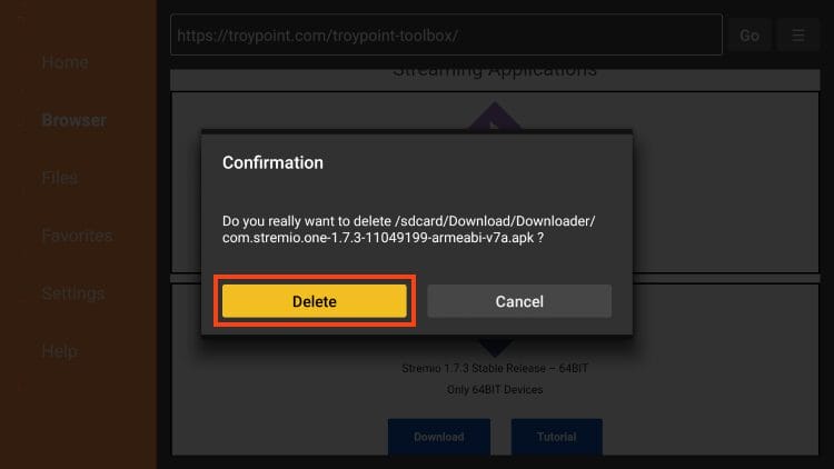 Κλικ στο Delete ξανά